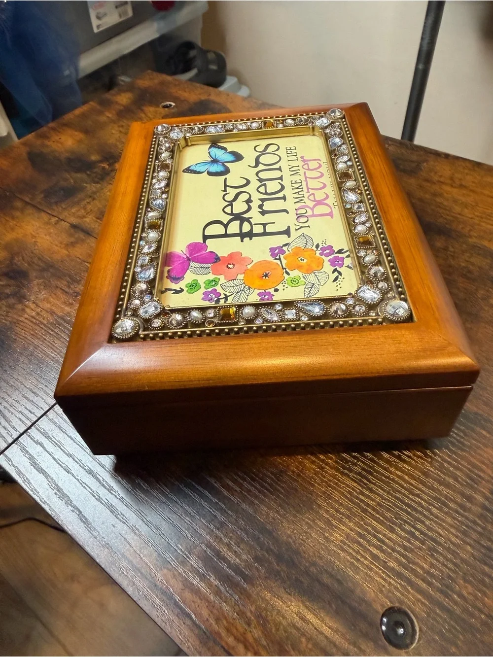Best Friends Decorative Wood Photo Frame with Embellished Trim - Brown NEW